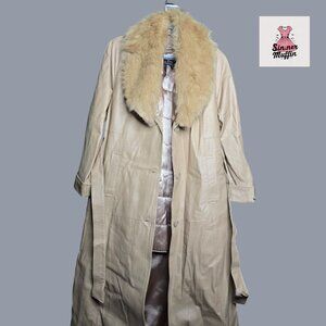 Terry Lewis Classic Luxuries Long 100% Leather and Faux Fur Trimmed Coat